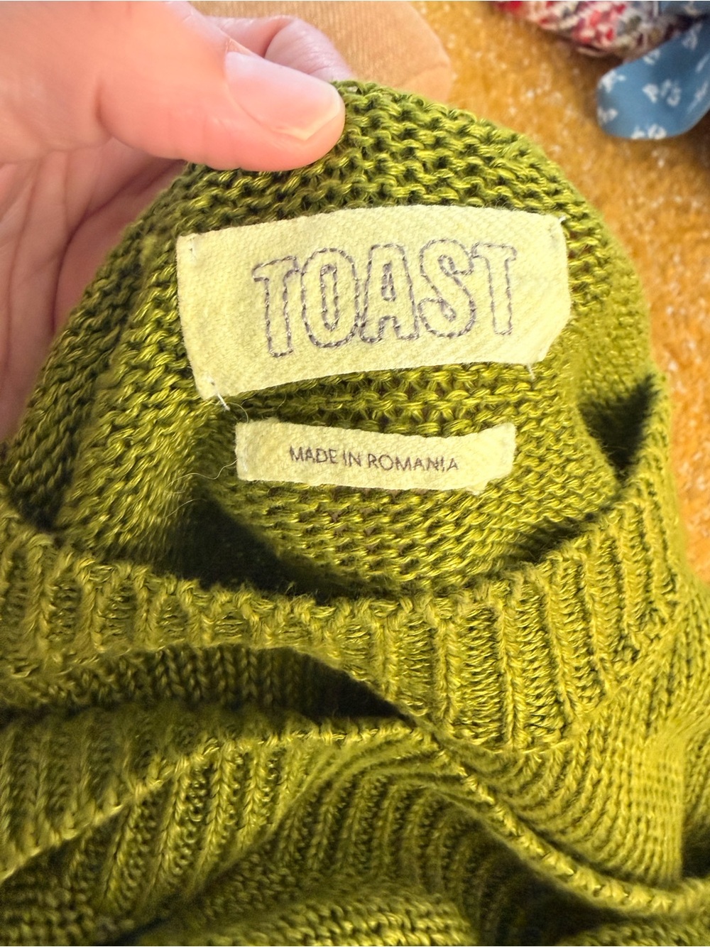 TOAST Linen Green Crew Neck Knit Sweater